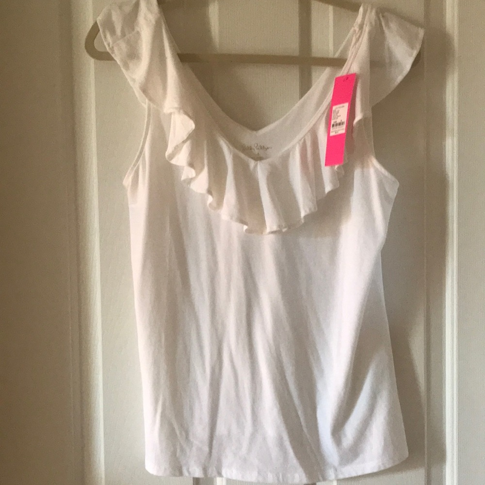 NWT Lily Pulitzer ruffle neck top sz M resort white